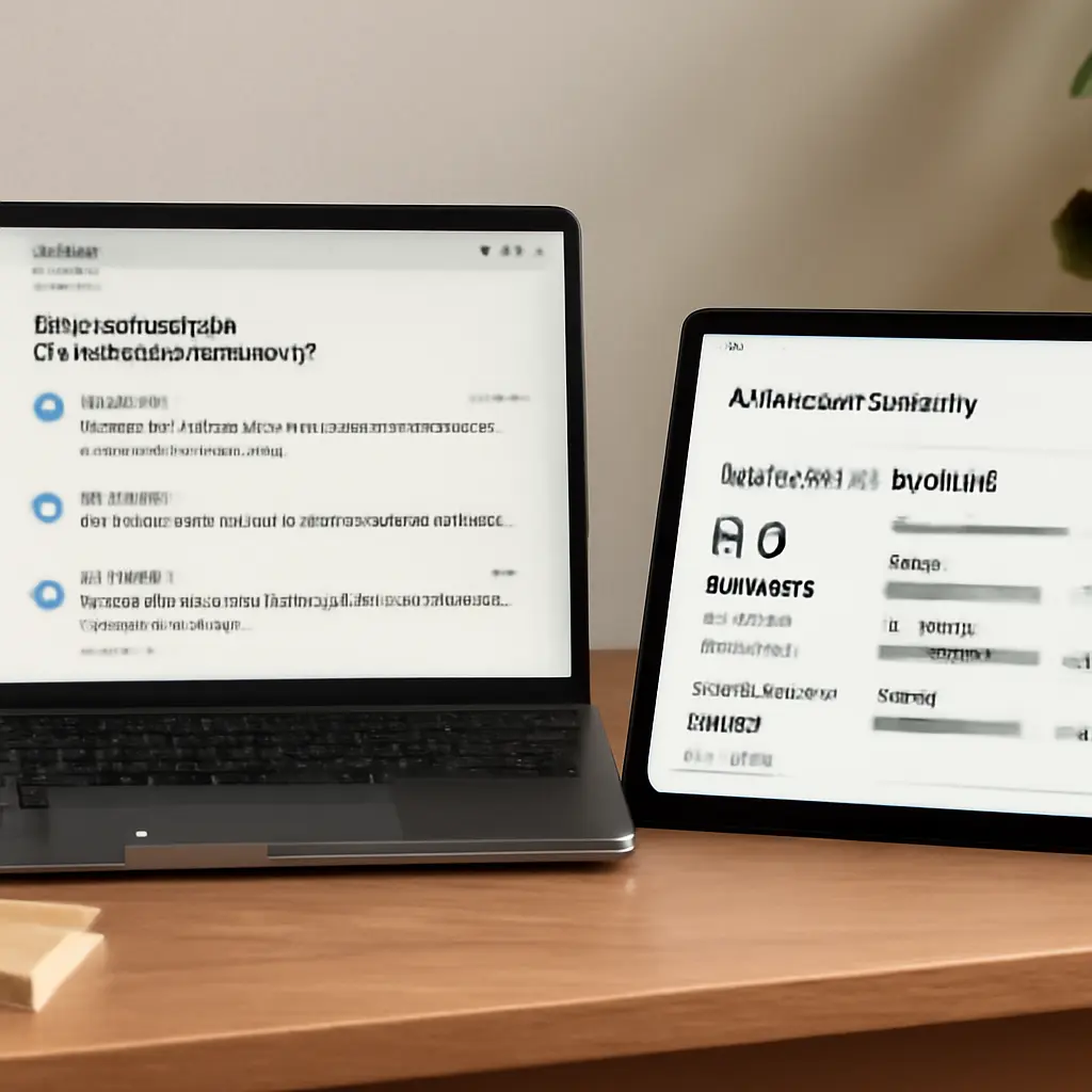 Side-by-side comparison of review platforms on a desk